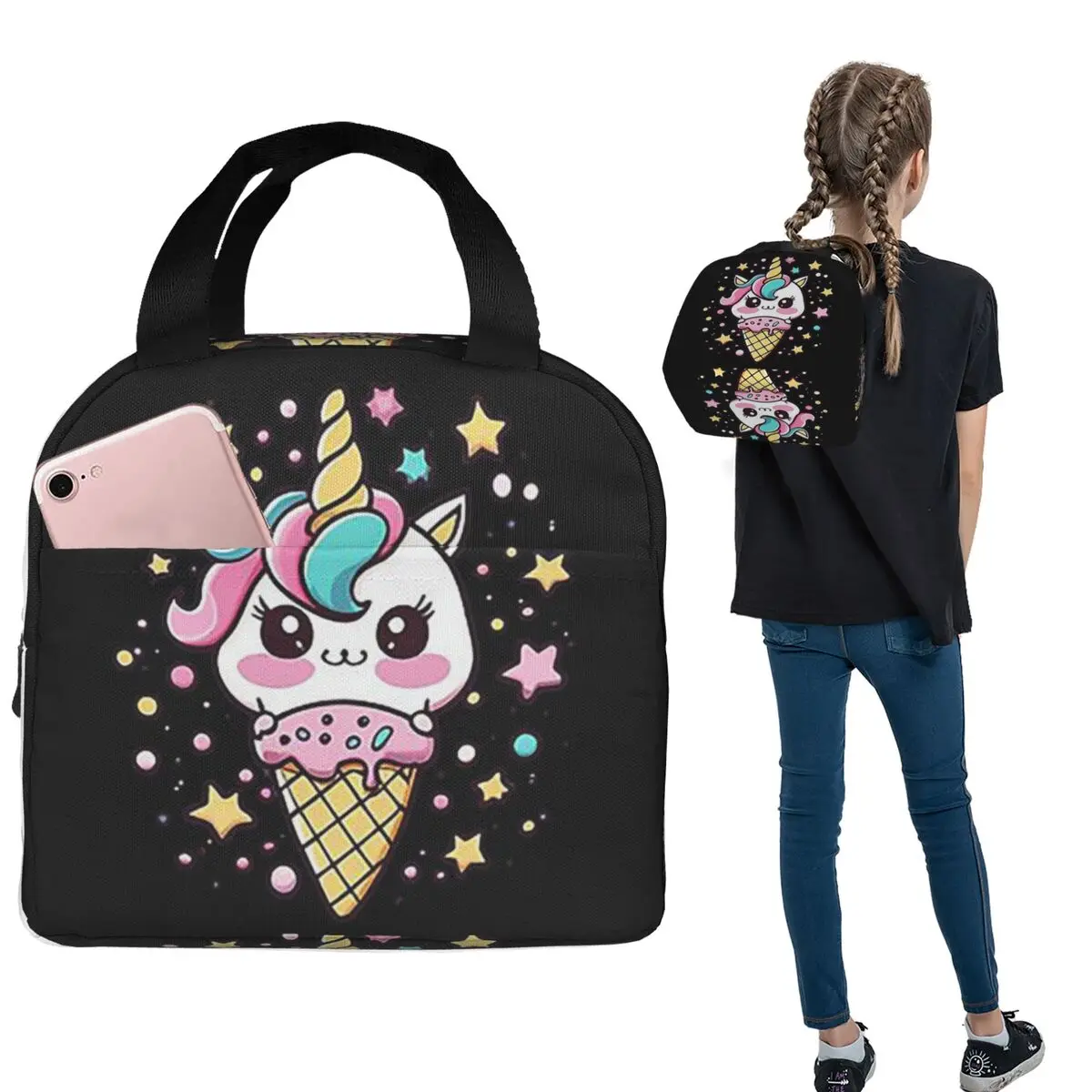 

Термосумка для обедов Ice Cream Unicorn для женщин и детей, герметичные контейнеры для еды, термосумка-тоут