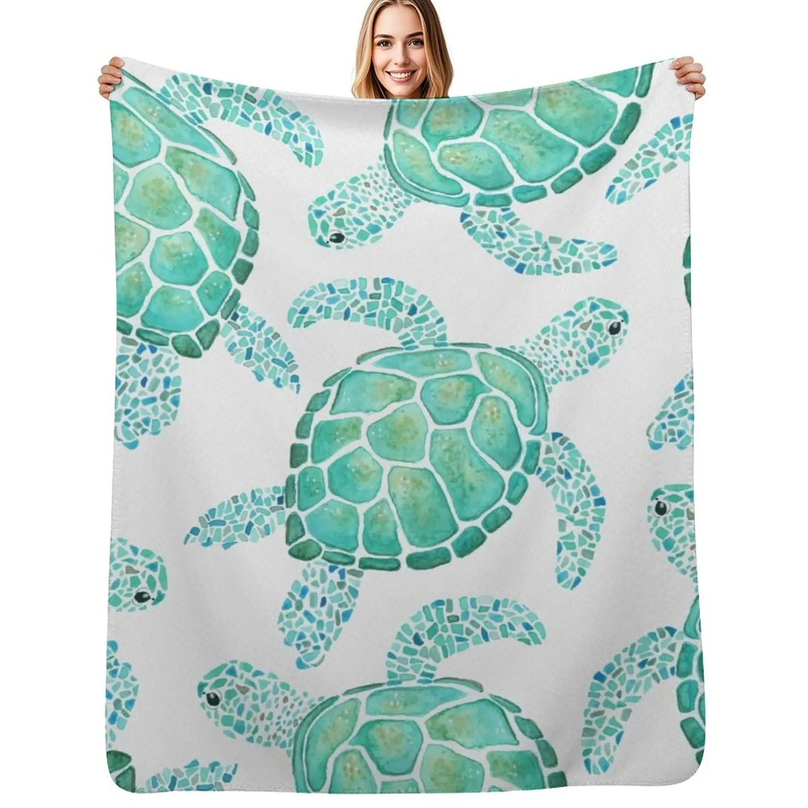 

Turtle Pattern Throw Blanket Luxury Soft Plaid Cute anime Blankets