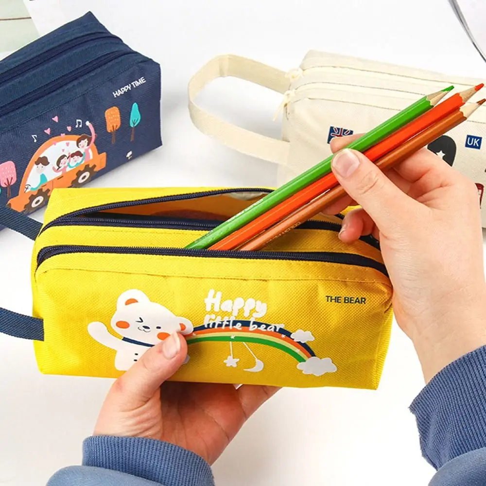 Imagem -03 - Grande Capacidade Cartoon Pen Bolsa Material Escolar Padrão de Mármore Bolsa com Zíper Estojo de Lápis Escrevendo Suprimentos