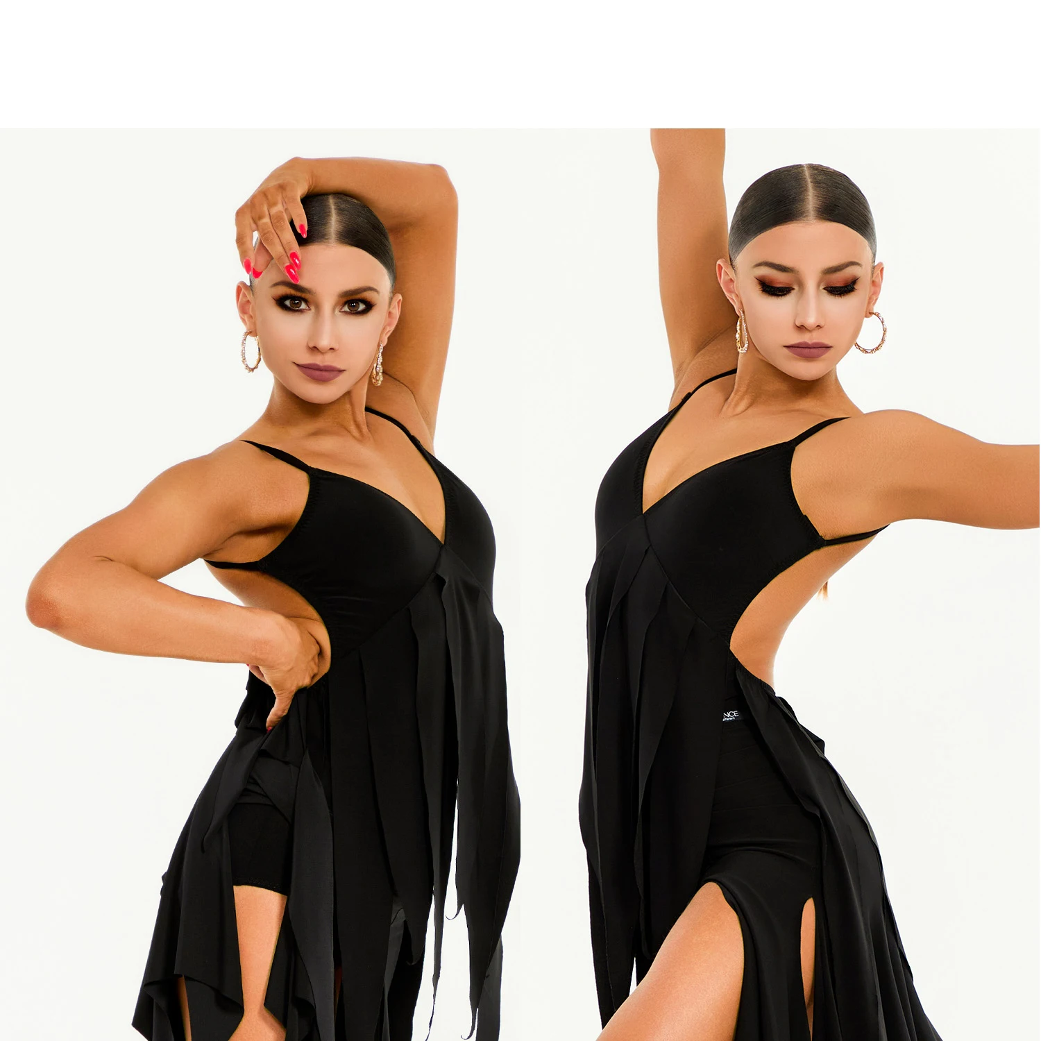 Design Sense Latin Dance Clothes Women Fringe Suspender Tops Skirt Black Dress Adult Performance Wear Practice Clothing DNV22261