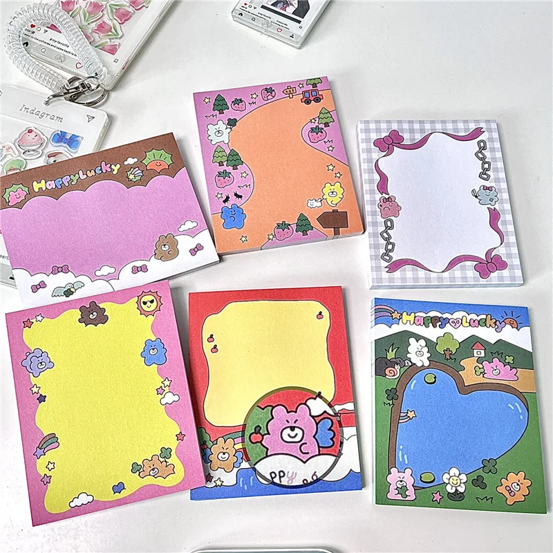 50 Sheets Cute Bear Memo Pad Material Paper DIY Journal Scrapbooking Decorative Message Notes Paper Notepad School Stationery