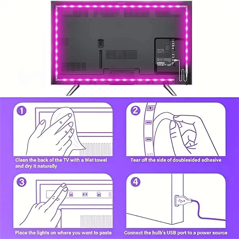 Dioda LED do telewizora RGB5050 z elastyczna taśma wstążką do telewizora z podświetleniem USB 5V taśma świetlna lampa dekoracyjna do pokoju domowego