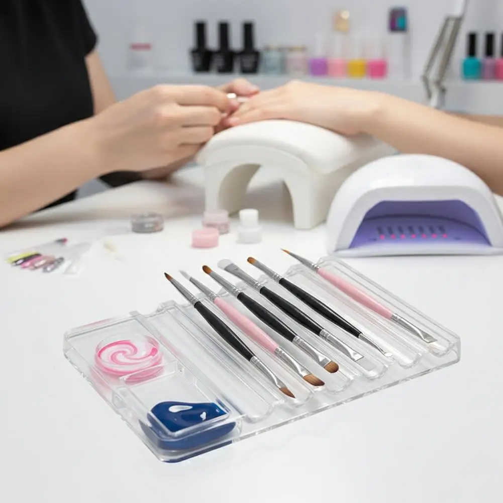 5-Grid Nail Art Pen Holder with Palette Multi-purpose Support Brush Manicure Organizer Makeup Tools Stand Display Rack Stor T0V3 view 6