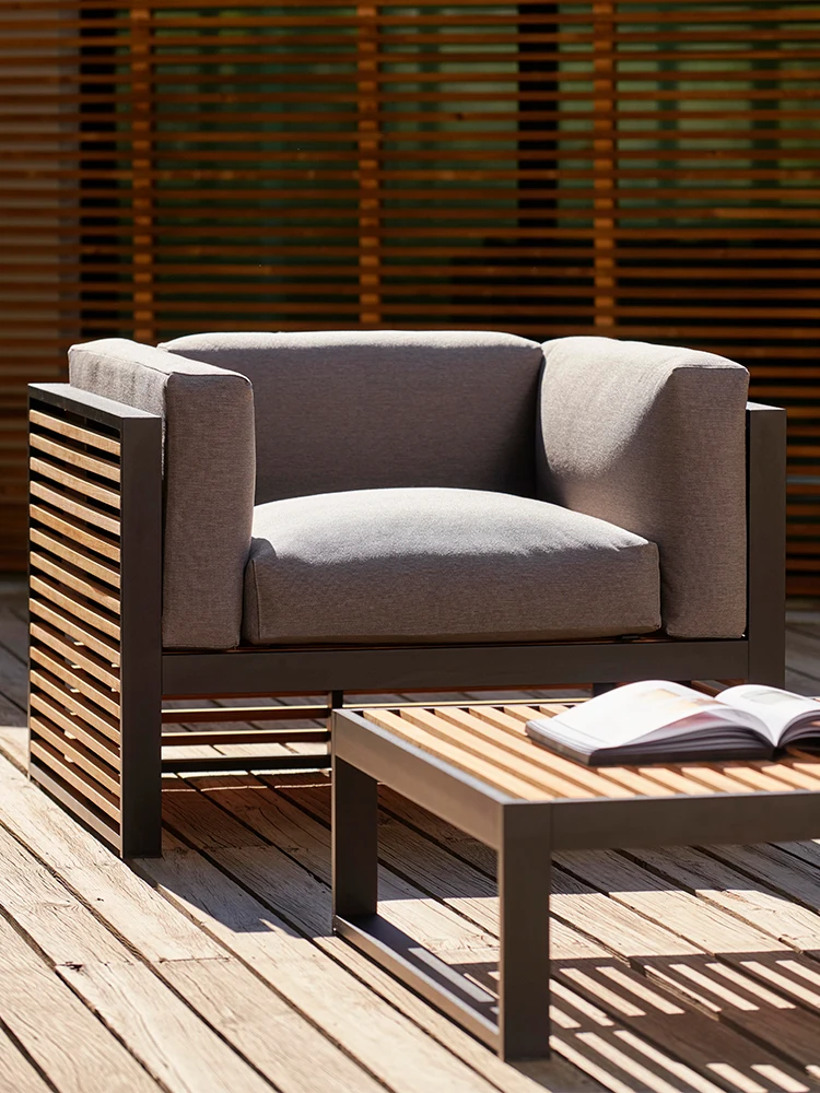

Outdoor teak sofa courtyard garden outdoor balcony terrace villa bed and breakfast hotel high-end leisure combination furniture
