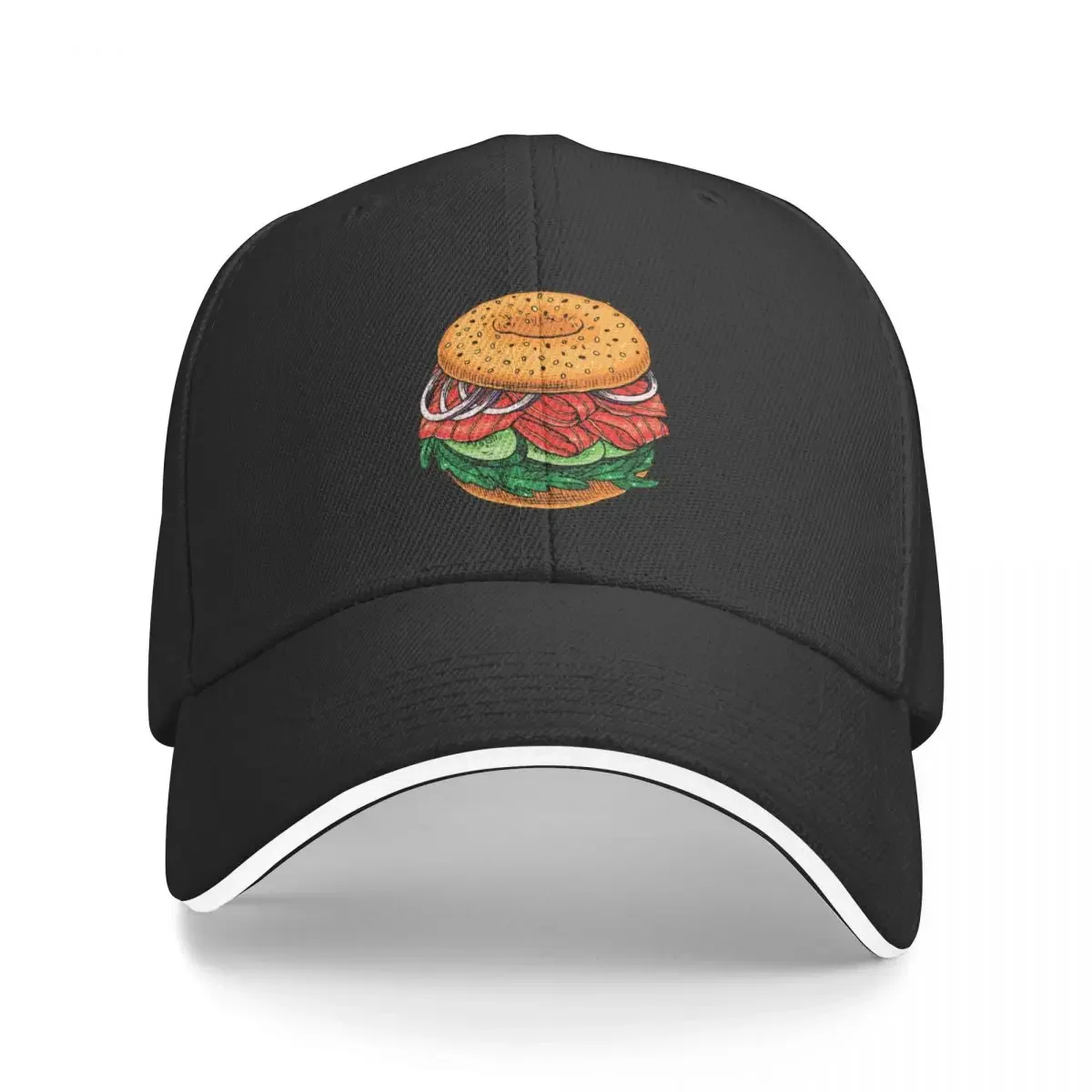 Gorra de béisbol con Bagel de salmón ahumado para hombre y mujer, gorro de camionero personalizado, bonito