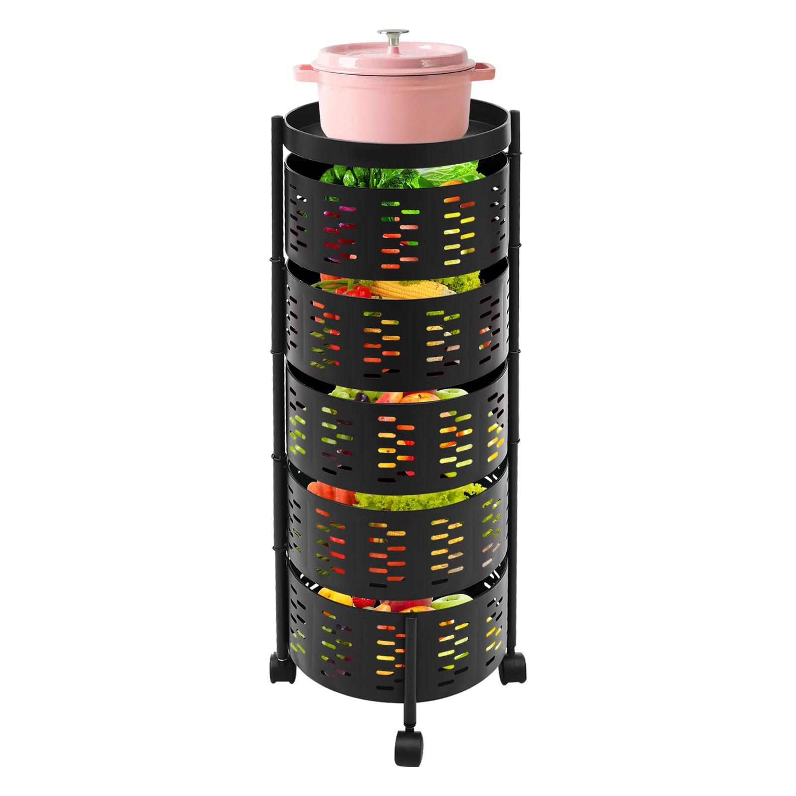 5 Tiers Multi-Layer Removable Basket Shelf Organizer with Good Load Capacity Move and Fix at Will