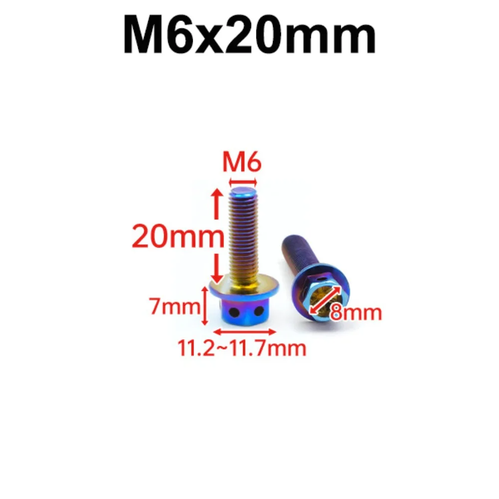 M6 M8 Titanium Bolt With Drilled Holes 10/15/20/25/30/35/40/45/50/60 Titanium Flange Gold/Burnt Blue Hex Head Bolts Motorcycle