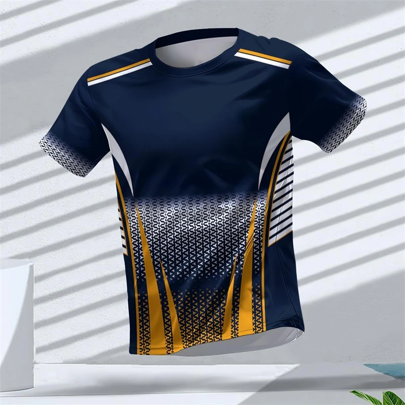 Men's Geometric Graphic 3D Printed Sports T-Shirt Summer Casual Running Table Tennis Trendy Streetwear Fashion Tee