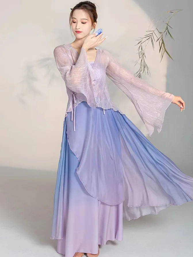 Classical Dance Costume Gradual Suit Fairy Daily Practice Dress Loose Flowing Gauze Chinese Dance Performance Stag Dancewear