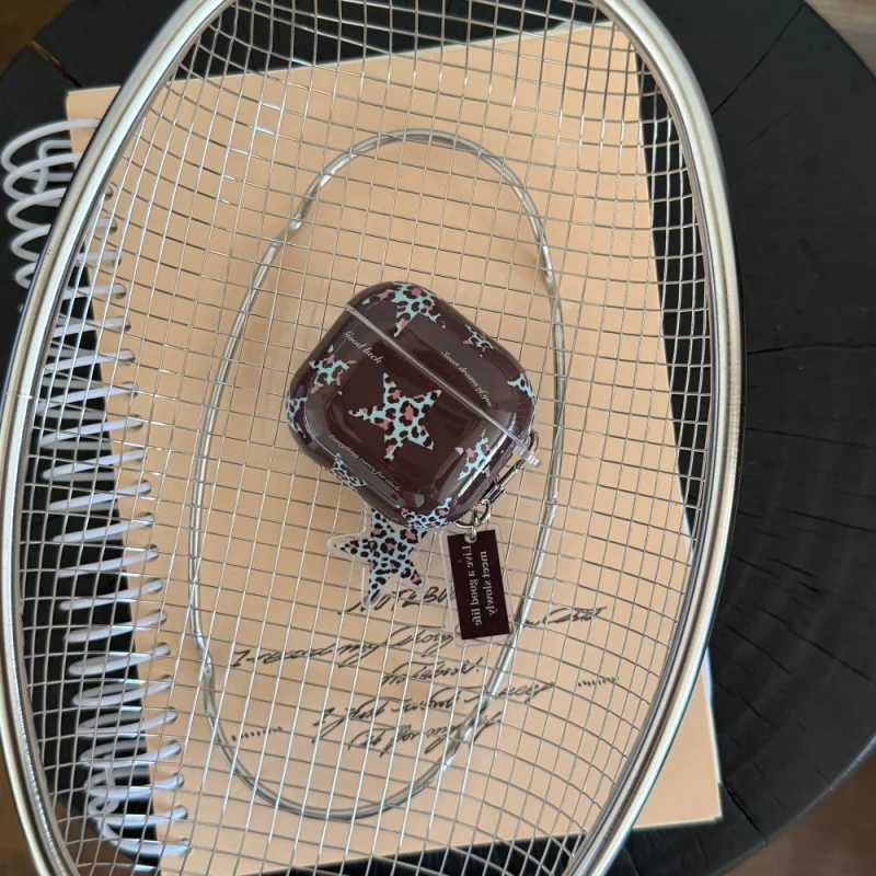 

Suitable for Appleairpods3/4Leopard Print Star Earphone Caseairpods PRO2/PRO3Personalized Pendant