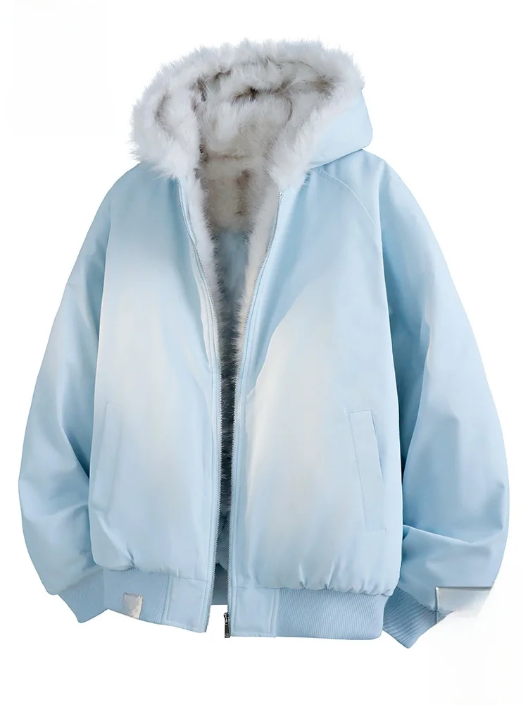 

PaulFrank Thiened Winter Jaet Men's Casual Hooded Coat Warm Cotton Outerwear with Fur Collar Youth Faion Polyester Fiber