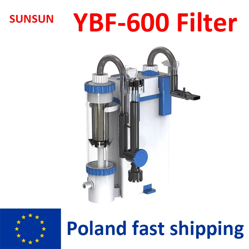 Filtr wstępny do akwarium SUNSUN YBF-600, nowy, 500, trójfunkcyjny: filtracja, napowietrzanie, cykl trójnikowy, filtr ścienny, separacja odchodów ryb.