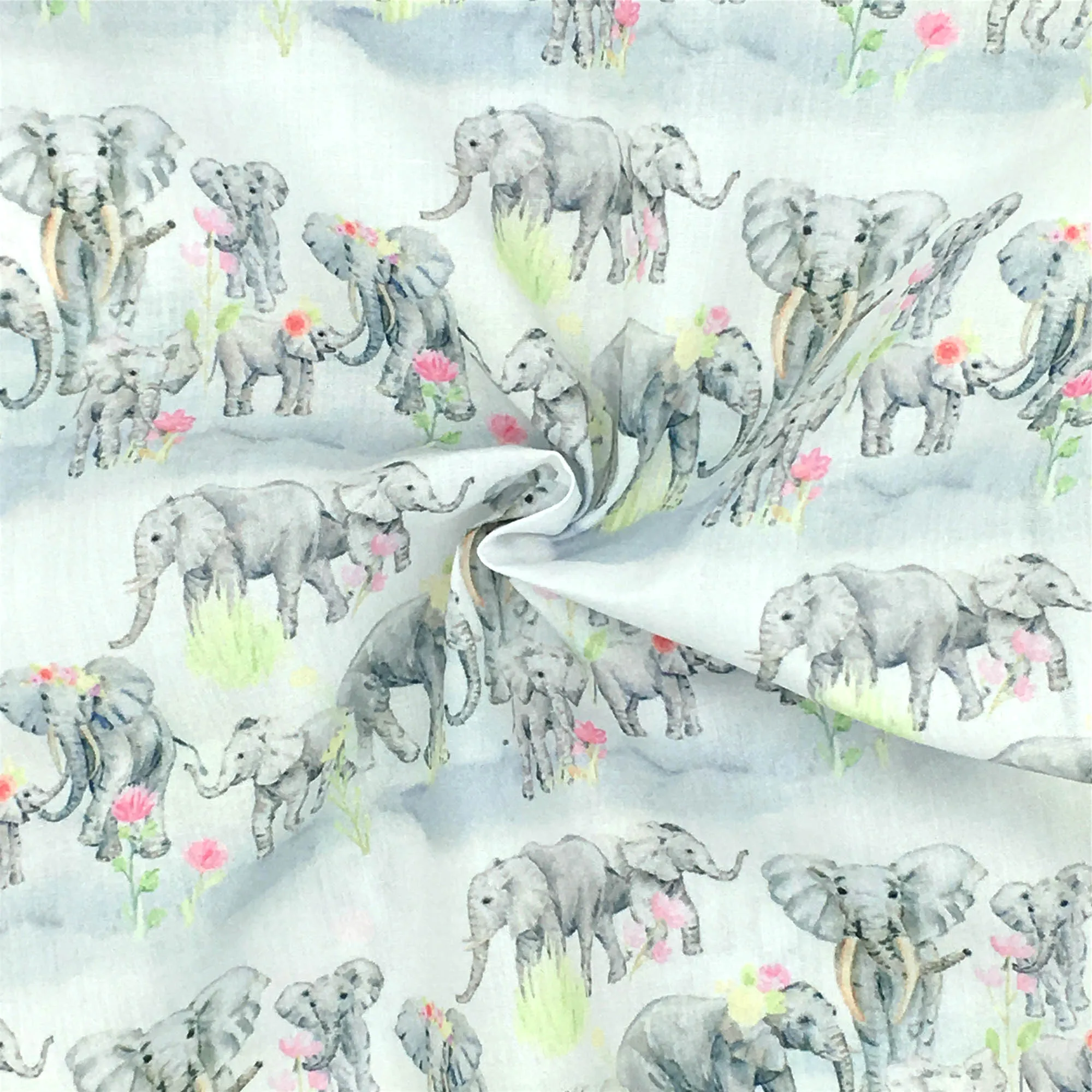 Zoo Elephant Animal 50*145cm 100% Cotton Fabric Sewing Quilting Fabric Needlework Material DIY Handmade Patchework