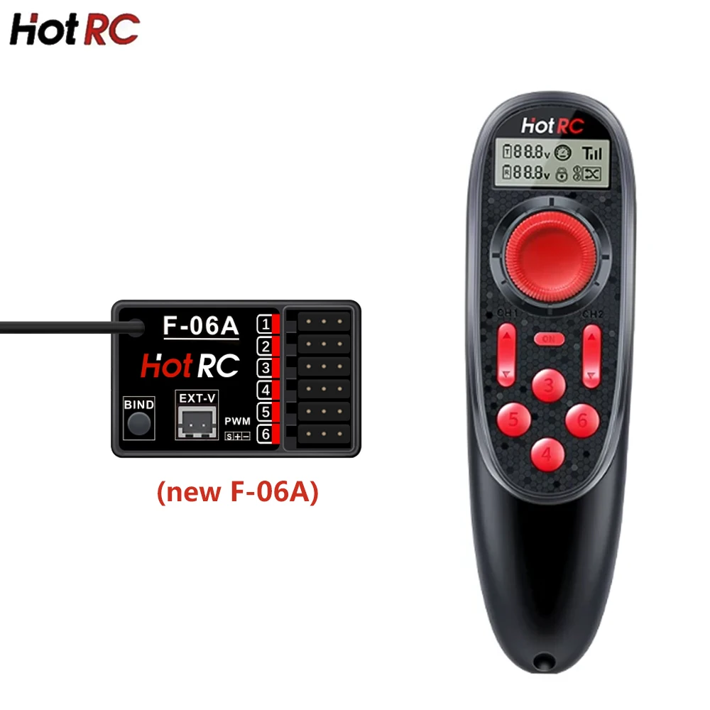 HOTRC DS600 CH 2.4GHz FHSS Radio System Transmitter Six Channel Fixed Speed One Hand Remote Control For Done/Ship Toys Model