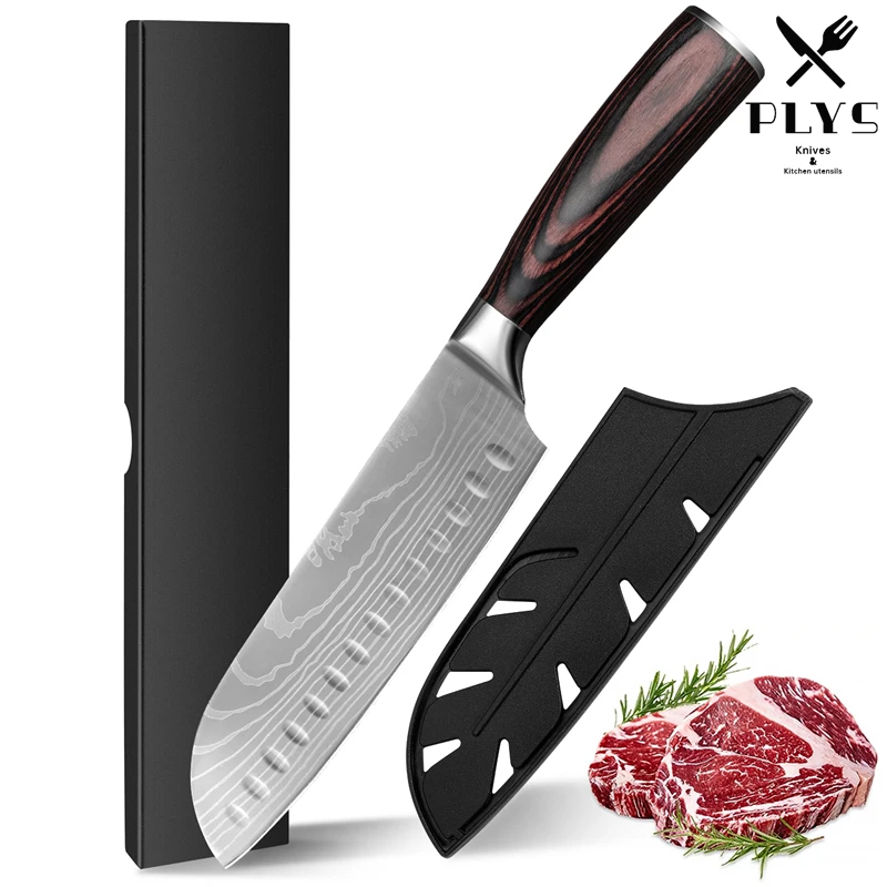 PLYS 7 inch knife kitchen High quality stainless steel knife Sharp Slicing knife Japanese Chef's knife Santoku Knives Gift Box