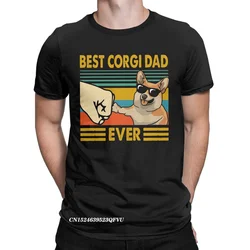 Męskie koszulki najlepsze Corgi tata kiedykolwiek śmieszne Corgi właściciel fajna bawełna koszulka pies t-shirt ze zwierzętami okrągły ubranie z kołnierzykiem pomysł na prezent