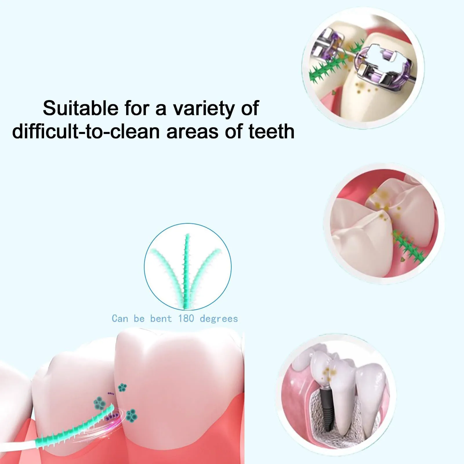 Dual-Use Interdental Brushes Soft Silicone, Disposable Dental Picks,Premium Dental Floss Picks for Effective Teeth Cleaning