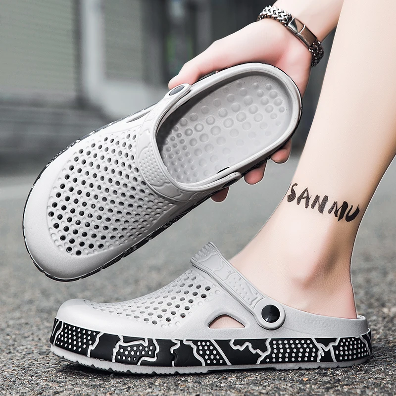 

Мужские сандалии-сабо из ЭВА: дышащие, легкие, нескользящие летние пляжные туфли для мальчиков, модные уличные шлепанцы