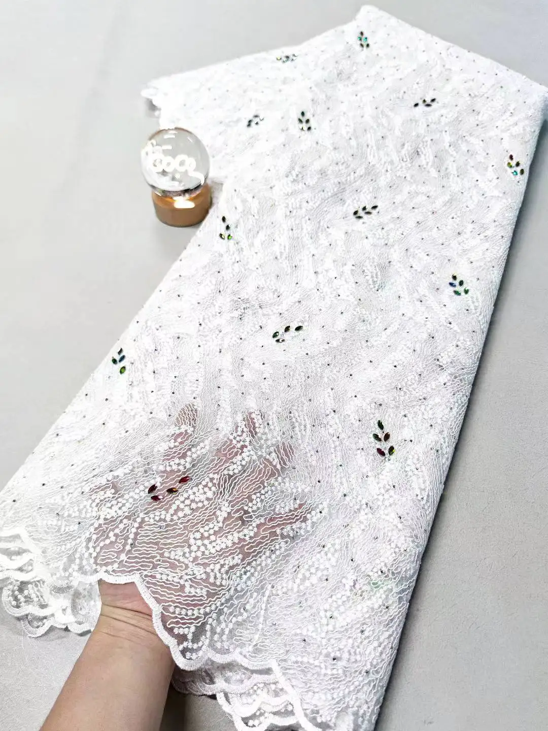 

High-Quality Nigerian Sequins Tulle Lace Fabric Embroidery African Net Cloth for Prom Dresses Beads 2025 XL120 5 Yards