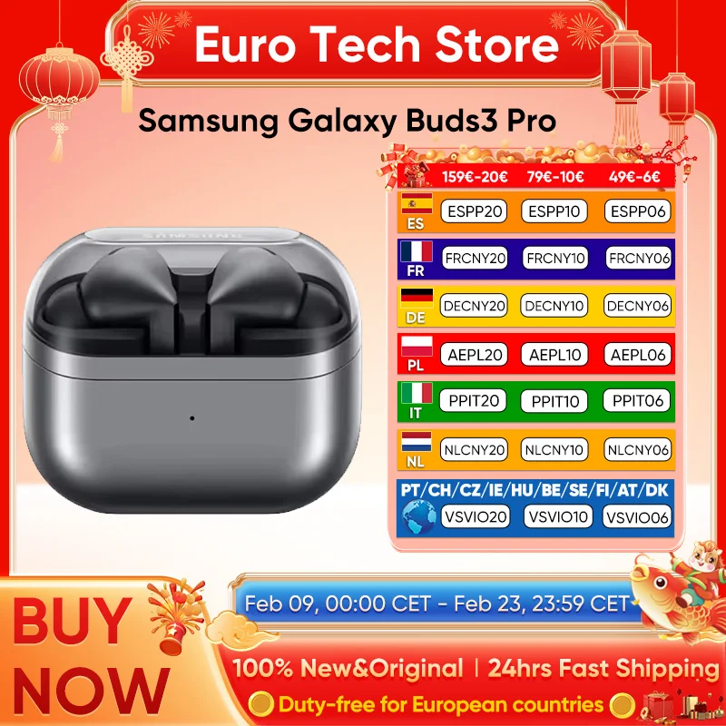 Original Samsung Galaxy Buds3 Pro Wireless Headphones Active Noise Cancellation Bluetooth 5.4 Earbuds Hi-Fi Sound