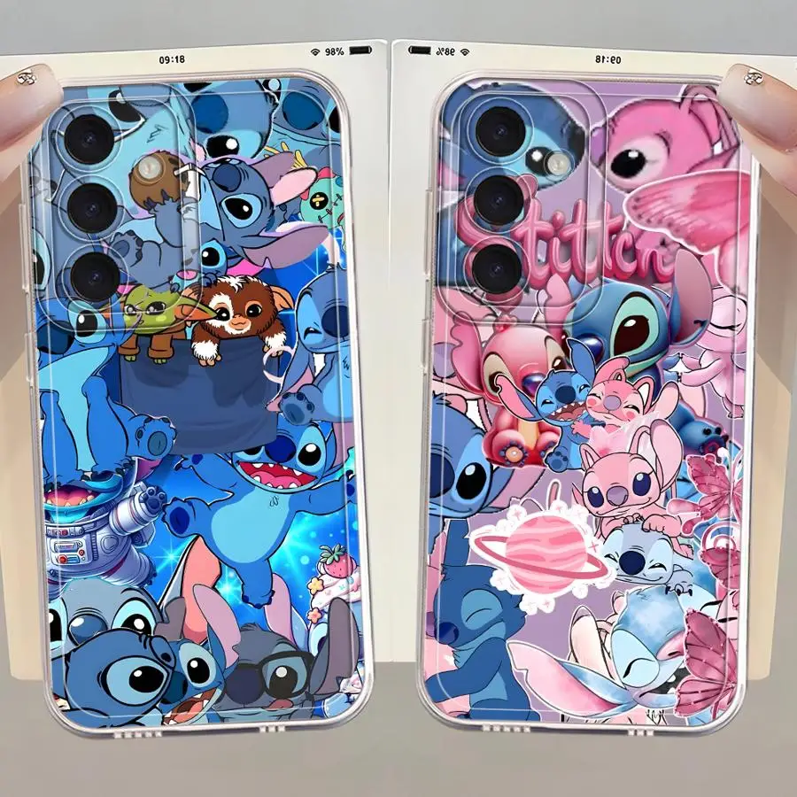 Funda transparente divertida de dibujos animados de Disney Stitch para Samsung Galaxy A21s A32 A71 A52s A16 A50 A51 A72 A31 A52 A12