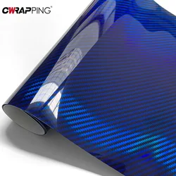 Carbon Fiber Vinyl Wrap Film Glossy Blue Pvc Wrap Film Anti Scratch Interior Ornament Stability Parts for Auto Accessories