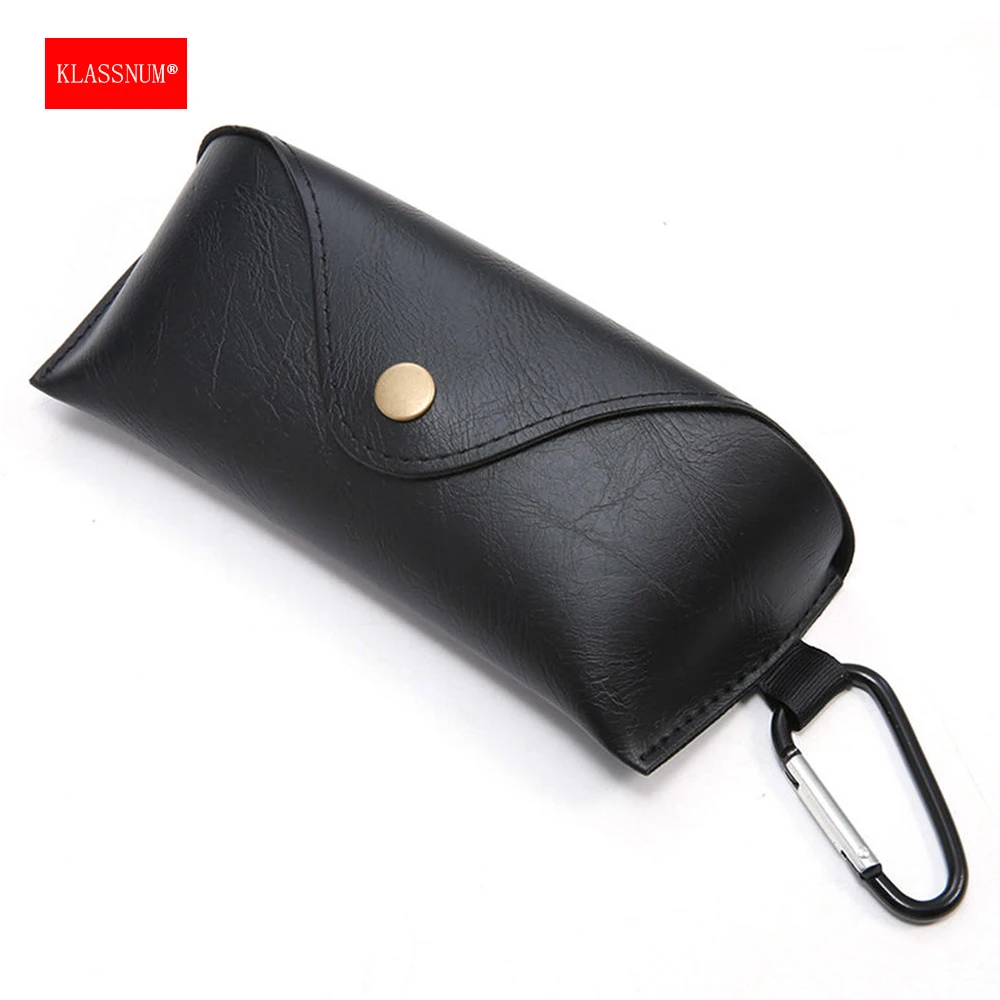 KLASSNUM Tragbare Brillentasche, PU-Leder, Sonnenbrille, Damen, Brillenetui, Herren, Lesebrillenbox mit Metallschnalle, 2025, Neu