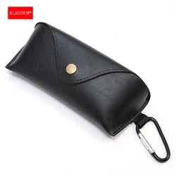 KLASSNUM-Bolsa para gafas portátil de cuero PU, estuche para gafas de sol para mujer, caja para gafas de lectura con hebilla de Metal, novedad de 2025