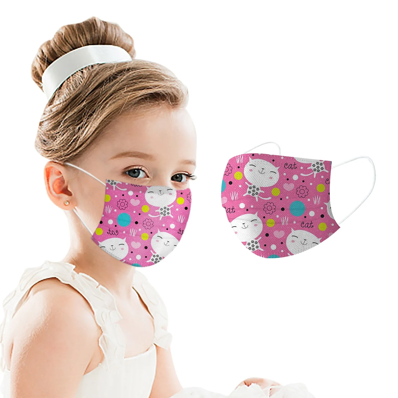 أقنعة الأطفال المطبوعة الكرتون القط أقنعة واقية يوميا 10 قطعة أقنعة المتاح العملي الحرم الجامعي المحمولة في الهواء الطلق