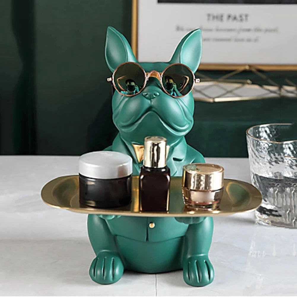 Butler Statue French Bulldog Butler Decor Resin Dog Sculpture Animal Table Decor Nordic Home Decor Live Room Sculpture Gift