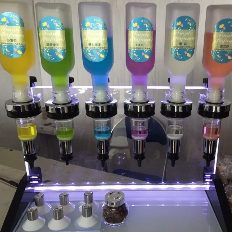 Exquisite bulk perfume bar, the whole store display rack, loose perfume mini counter 6 pump head dispenser