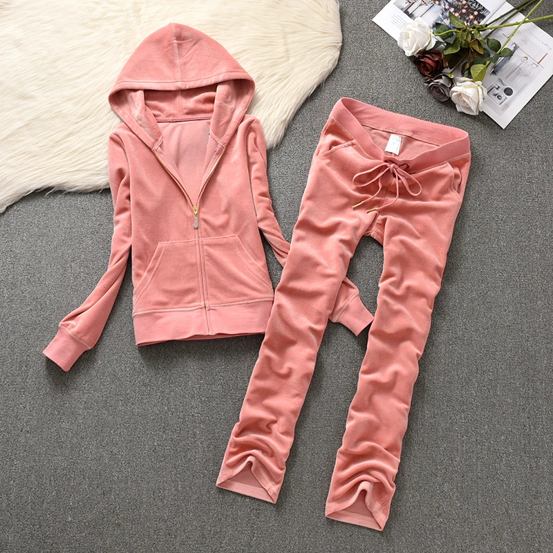 

2026 Velvet Sports Women's Set Autumn Long Sleeved Hoodies and Slanted Pockets Casual Fashion Hoodies Two Piece Set