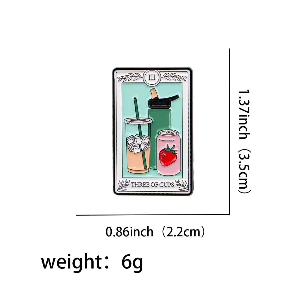 4PCS Tarot Card Drink Brooch Cute Milk Tea Cup Strawberry Badge Fun Dressing With Decorative Pins And Personalized Accessories
