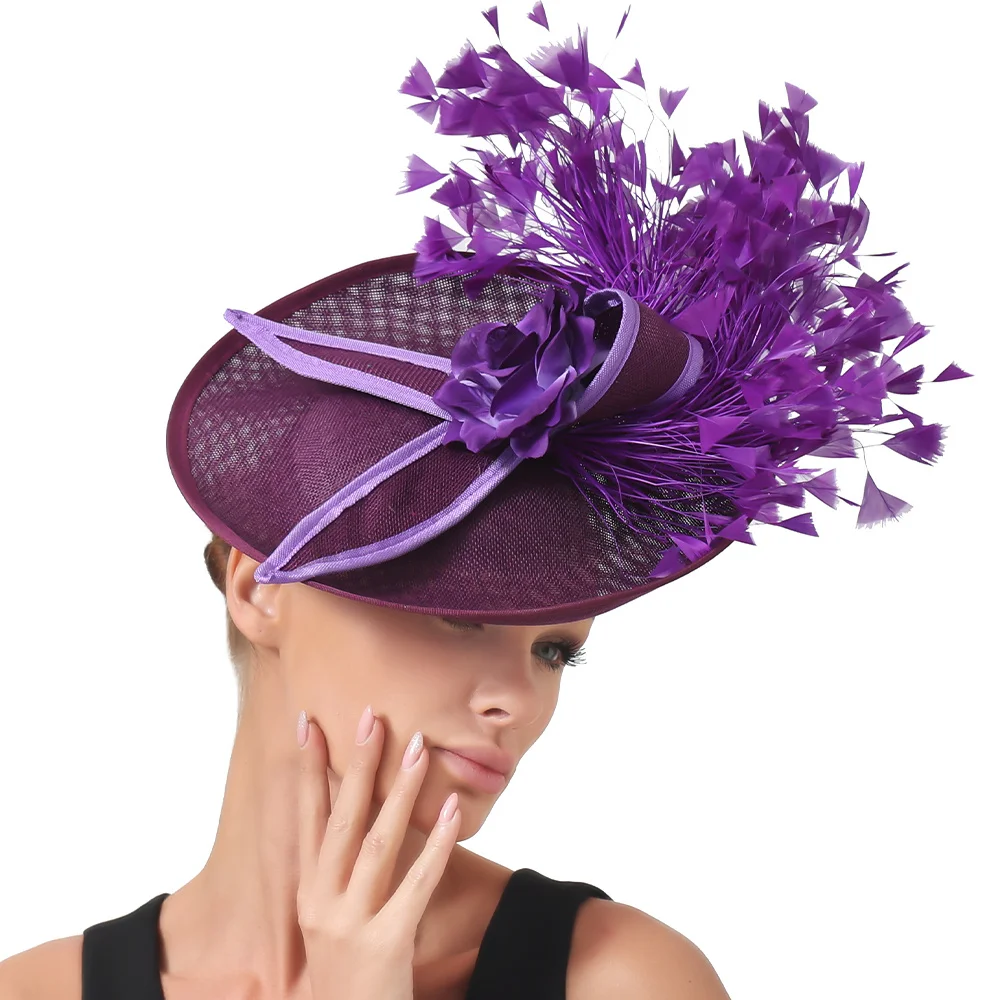 

Fashion Feather Fascinator Bases for Women Wedding Bride Headdress Headwear with Flower Millinery Hat Headband Hair Accessories