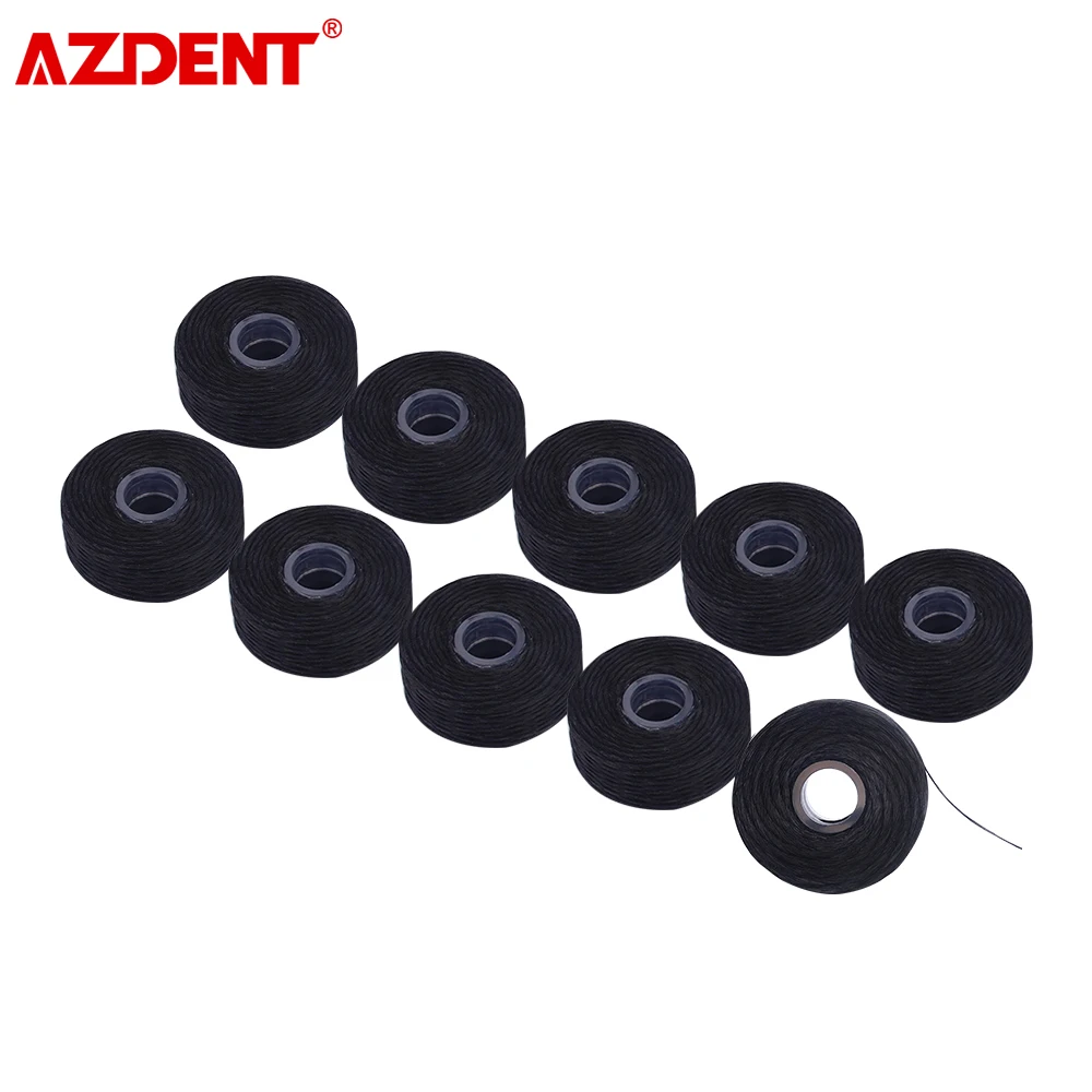 AZDENT 10 Rolls Dental Flosser Bamboo Charcoal Built-in Spool Wax Mint Flavored Replacement Flat Wire Floss 50M/Roll Total 500M