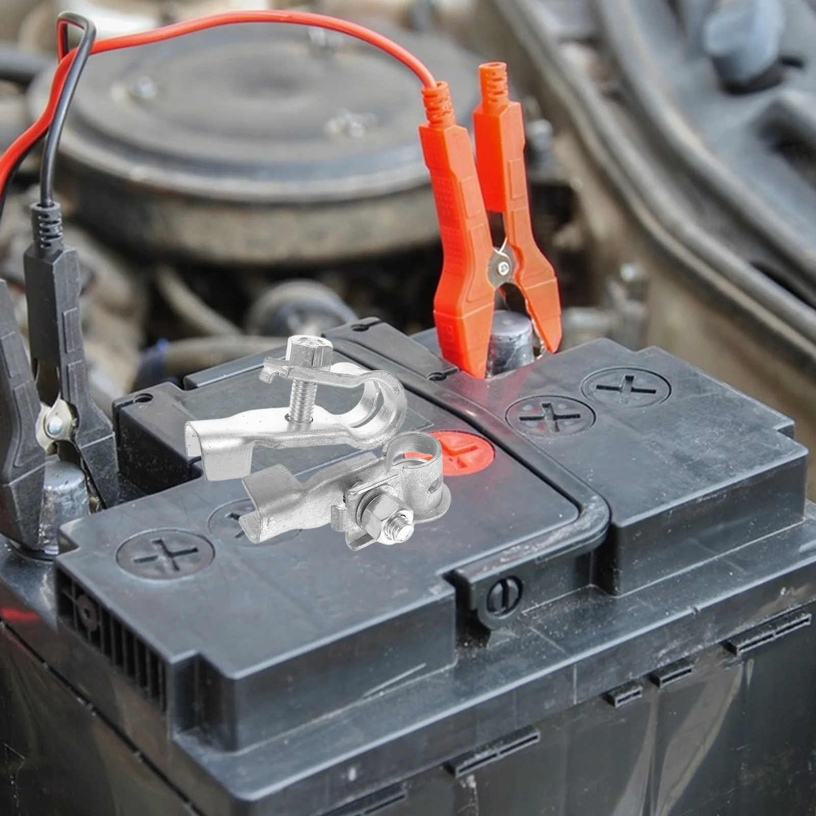 

1Pair Automotive Car Connectors Copper Terminal Clamps Positive Negative Heavy Duty Terminals for Vehicle Truck Marine