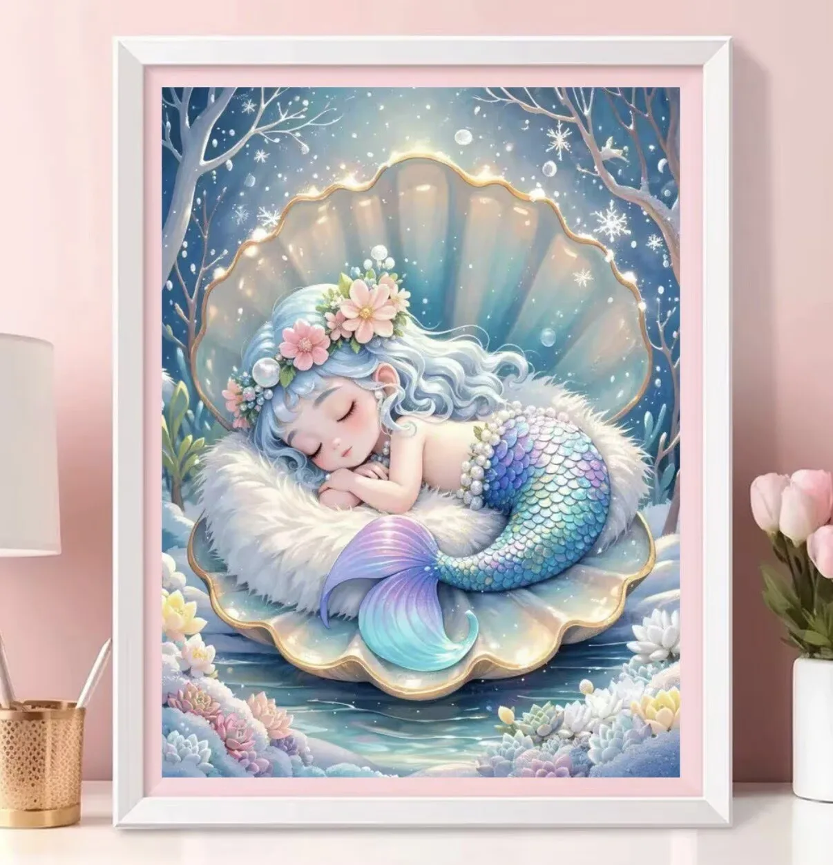 

Набор для вышивания крестиком «Принцесса Шелл», 9 карат, 65x80 см, с принтом, для рукоделия, декора дома, с иглами, 52 цвета