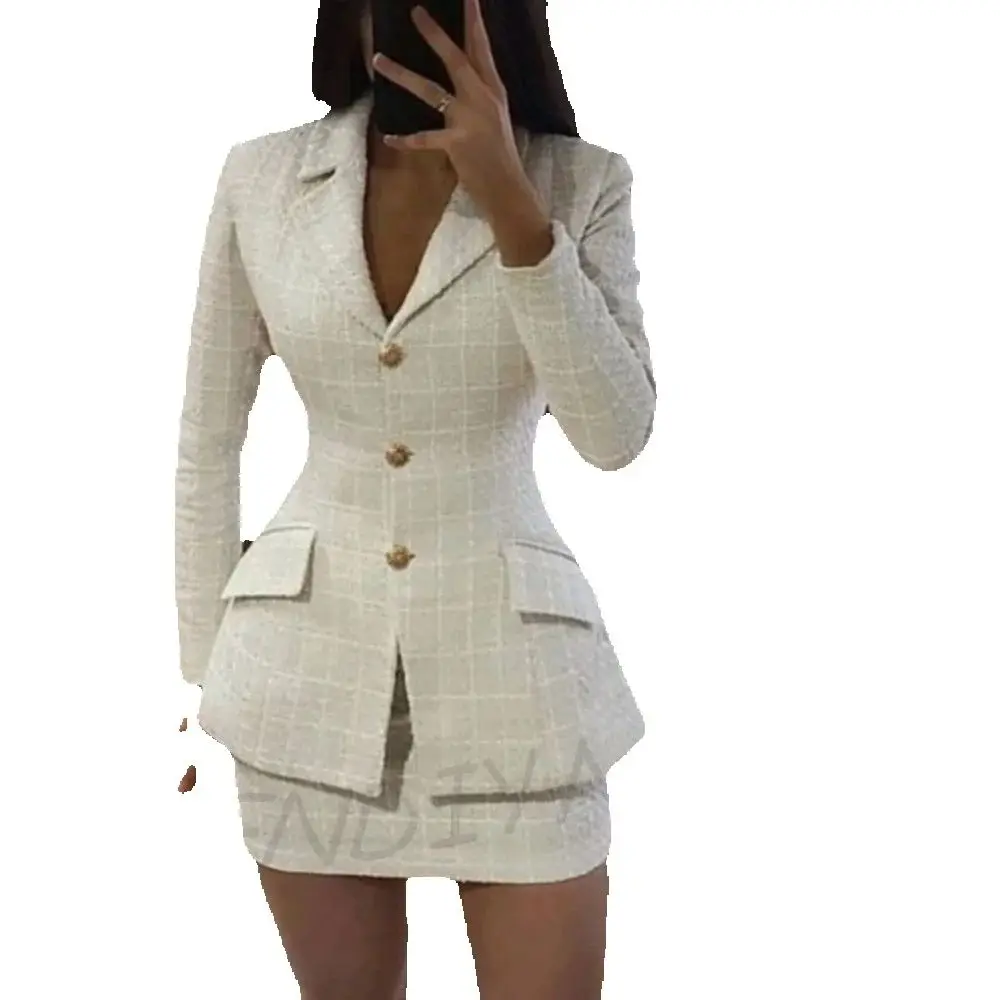 Elegant Women Suit Modern Style Single Breasted Peaked Lapel Fashion Outfit Two Piece Slim Chic Stylish Female Outfit Set