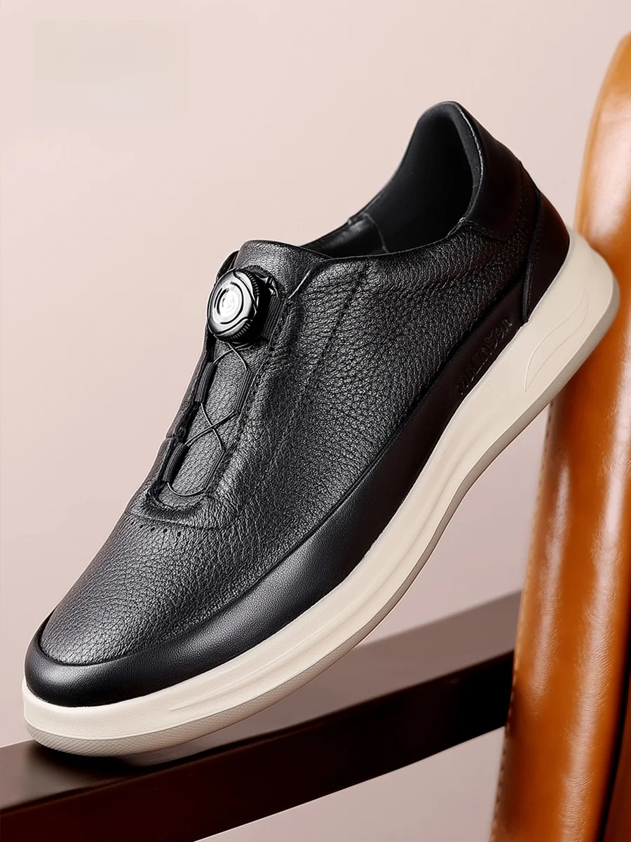 

Мужские повседневные туфли Mulinan 2026: Новые зимние, из натуральной кожи, с поворотной застежкой, мягкие, на одной кнопке, для отдыха и спорта