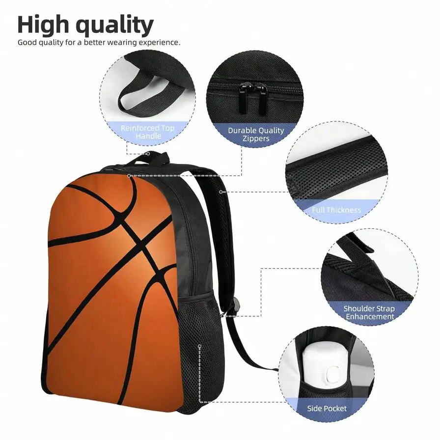 

Basketball Themed Large Capacity Backpack For Adults - Stylish School Travel Bag