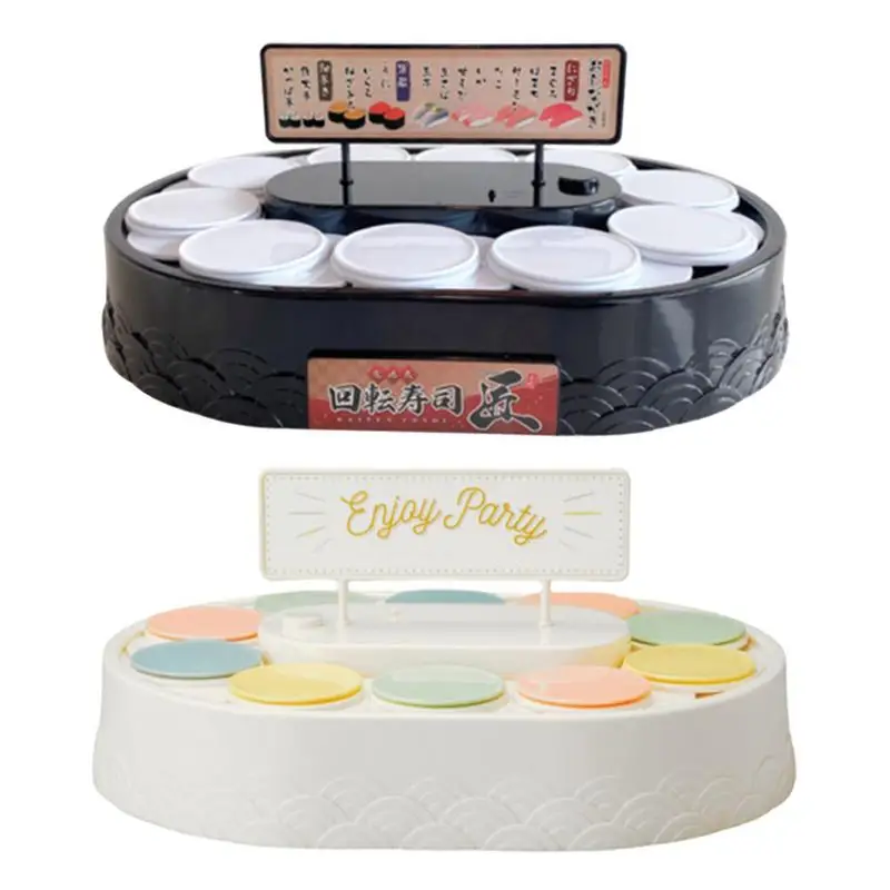 Automatic Rotating Sushi Machine 10 trays Rotating Dessert Cupcake Display Stand Swing Tray Wedding Birthday Party Supplies