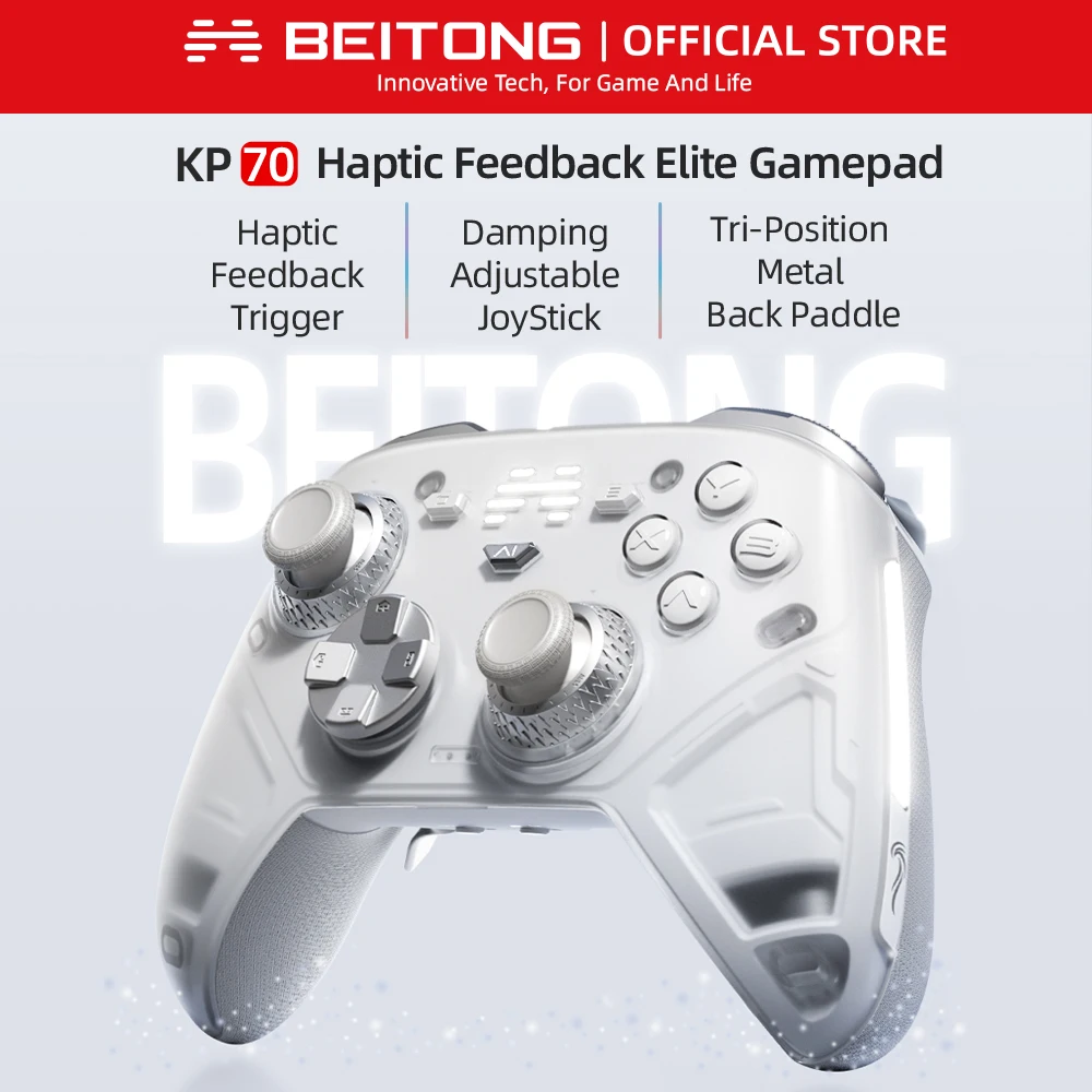 BEITONG KP70 Haptic Feedback Wireless Controller for PC/Switch/iOS/Android/Steam, Dual Auto-Sense Trigger (Chinese Version)