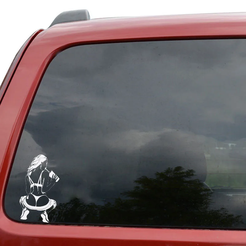 Drinking Sexy Attractive Girl Vinyl Decals Covering The Body Cover Scratches Waterproof Car Sticker Black/Silver Advanced Design
