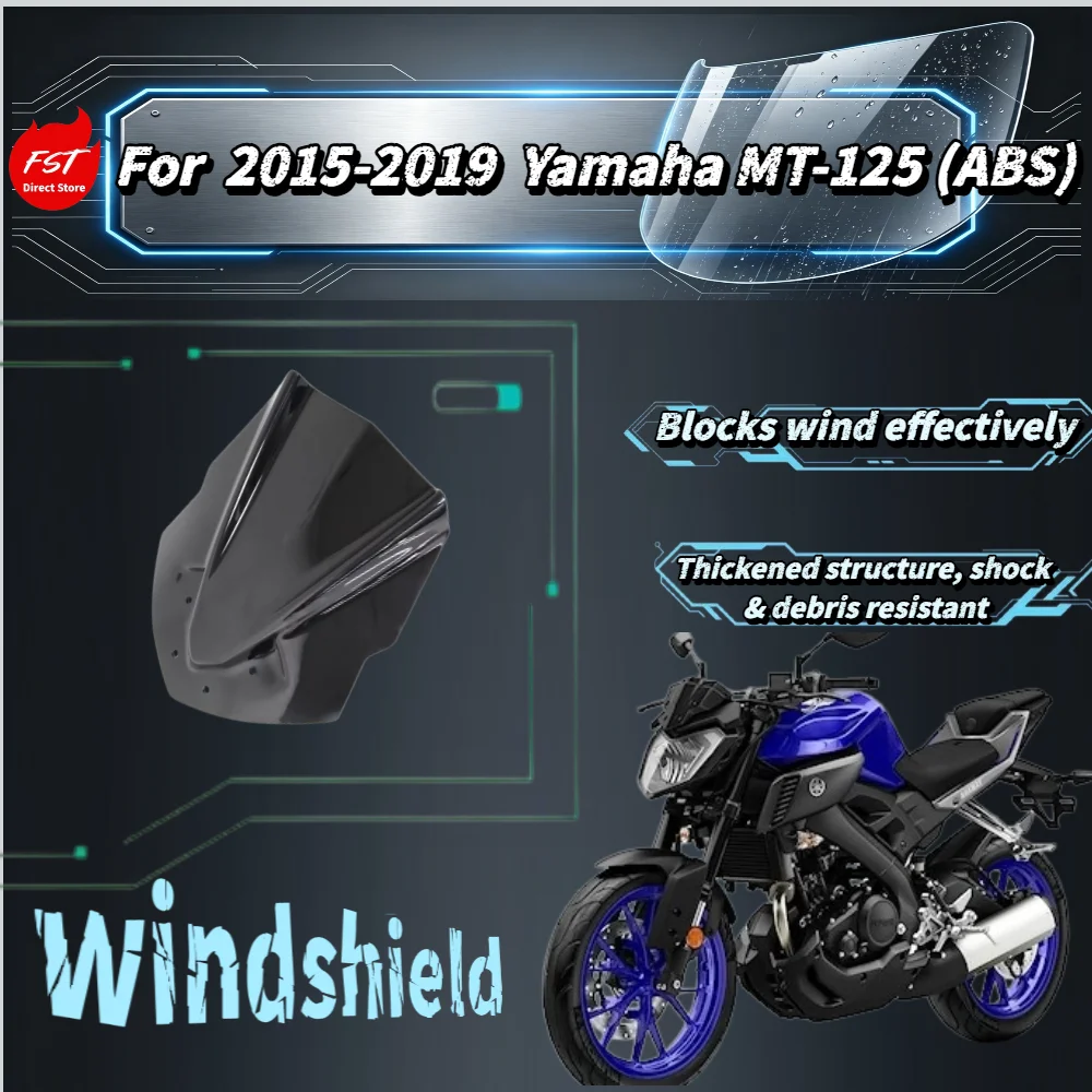 

For Yamaha MT125 2015-2019 Racing Style Sport Front Windshield Wind Deflector Protective Visor Accessories
