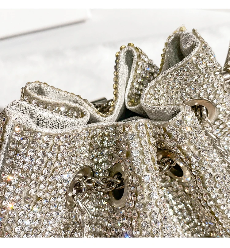 Strass Diamant Abend Clutch Tasche Luxus Designer Metall Ring Damen Handtasche Hochzeit Party Bling Eimer Geldbörse Schultertasche – Detail 10