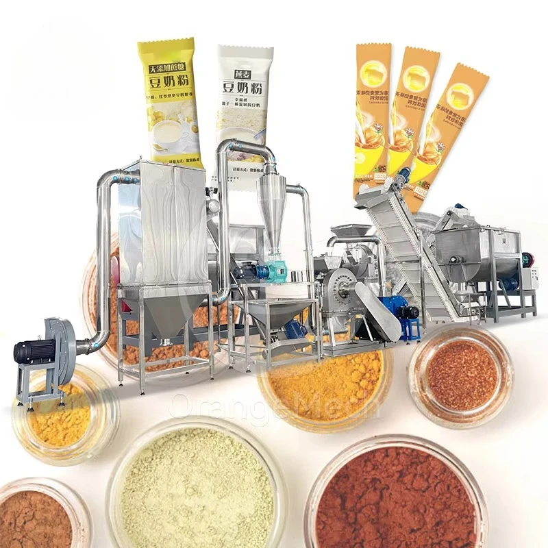 Customized Dry Soybean Powder Mix Packaging Production Line Powder Grind Mix and Pack Production Line