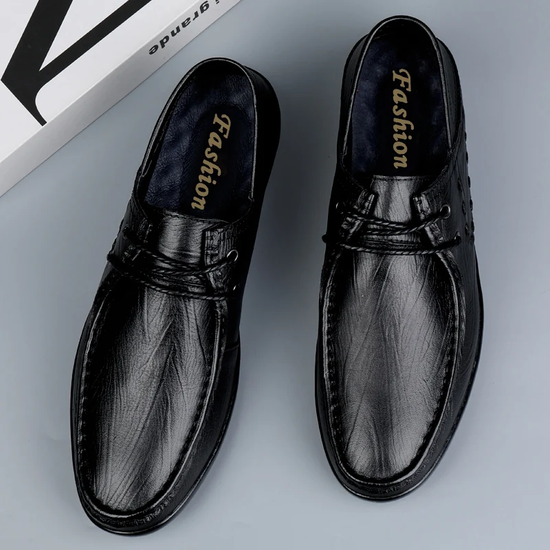 Genuine Leather Men Formal Shoes lace up outdoor Luxury Brand Men Loafers Dress Moccasins Breathable men Driving Shoes