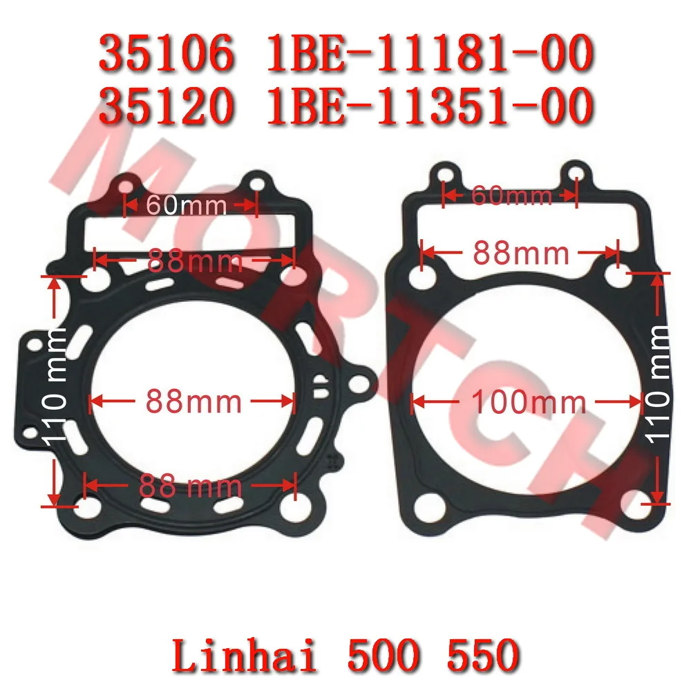 

35106 1BE-11181-00 Cylinder Head Gasket 35120 1BE-11351-00 Cylinder Gasket For Linhai ATV 500D 500-D M550 EFI M550L