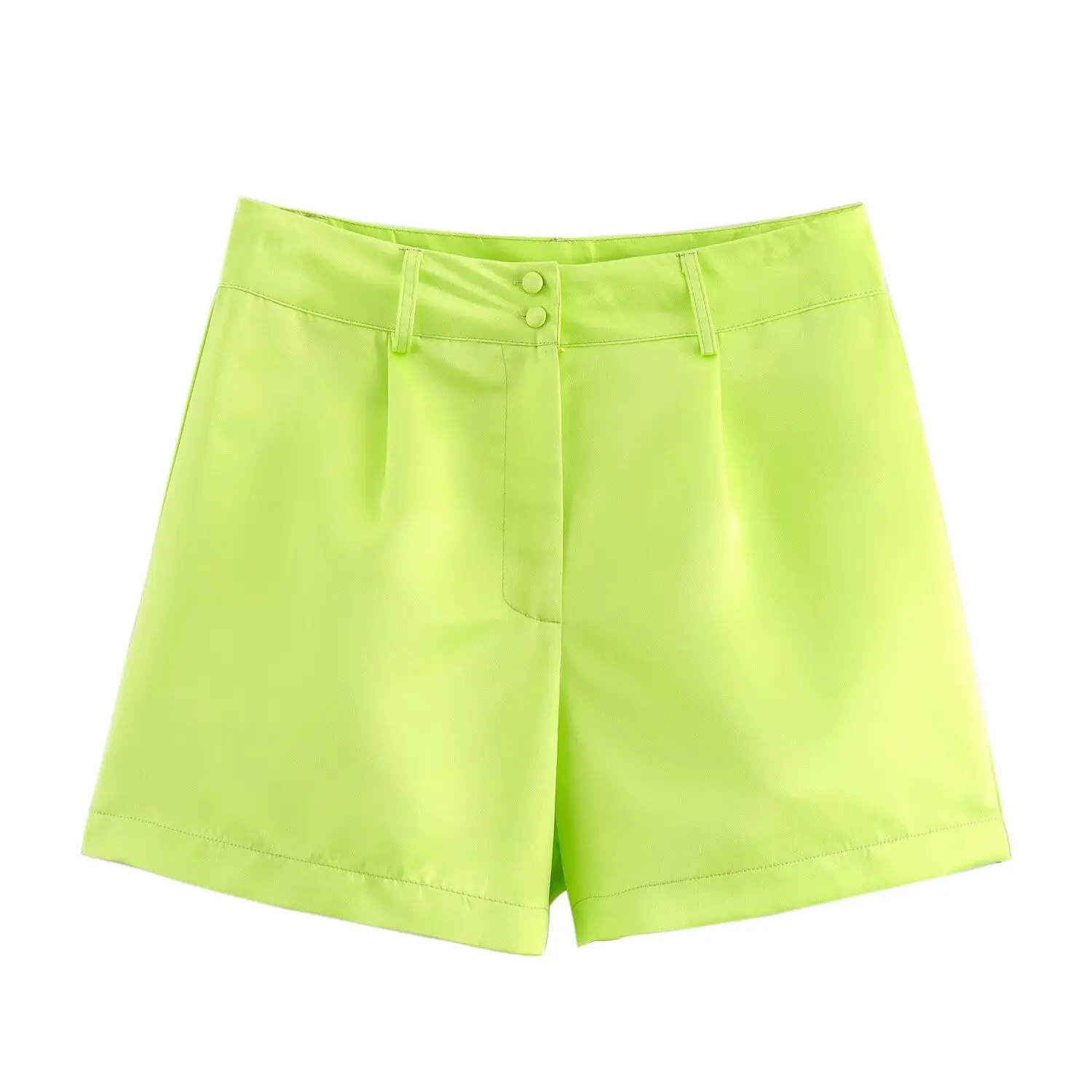 ファッショナブルなハイウエストバックルショートパンツ レディース 秋の新作 マルチカラー ストレートレッグパンツ ジッパー開閉 ポリエステル繊維