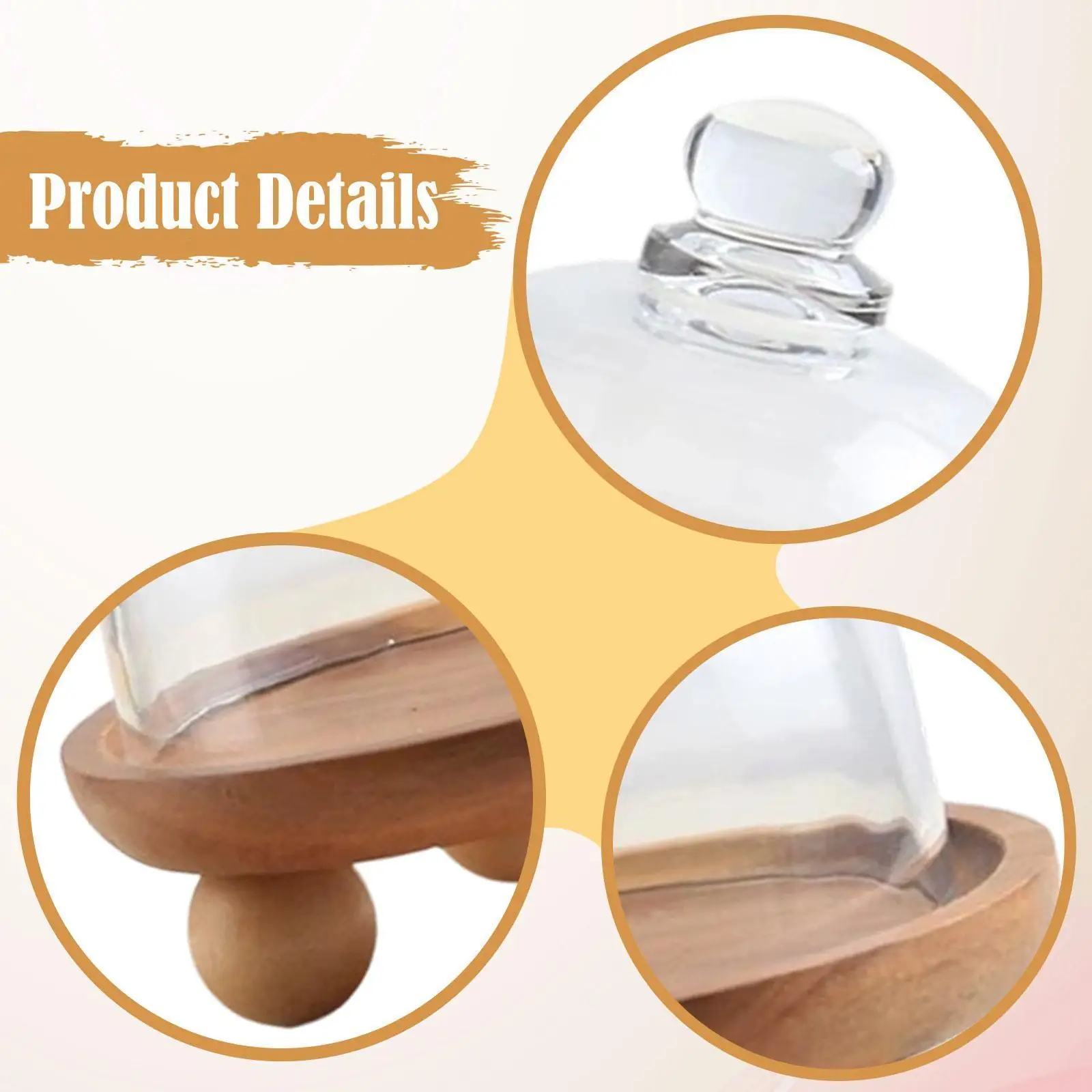 

Wooden Dessert Stand with Clear Lid Cake Holder Tray Display for Kitchen Wedding and Party Celebrations